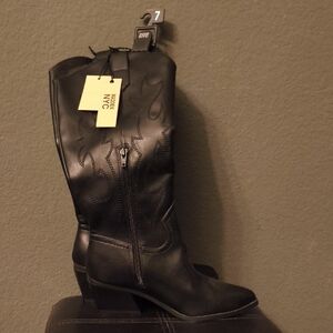 Madden NYC Western Black Heeled Boots for Women